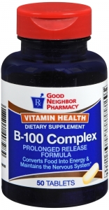 GNP Vitamin B-100 Complex Supplement Prolonged Release Tablets 50 ct