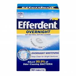 Efferdent PM Overnight Anti-Bacterial Denture Cleanser Tablets, 90 ct