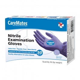 CareMates Nitrile Examination Gloves, Powder Free, Large- 50ct