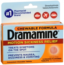 Dramamine Motion Sickness Relief, Chewable Tablets, Original Formula, 8 ct