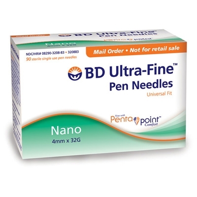 B.D SHOT100×2 BD Nano 2nd Gen Pen Needles 32g 4mm 100ct
