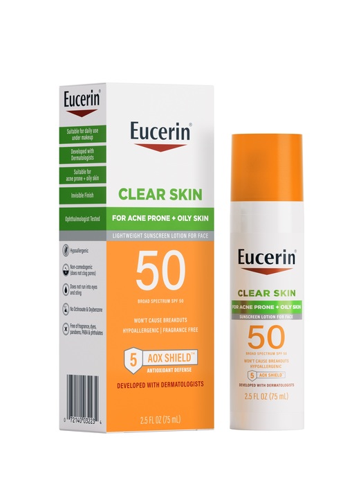 Eucerin Sun Clear Skin SPF 50 Face Lotion 2.5 fl oz product package